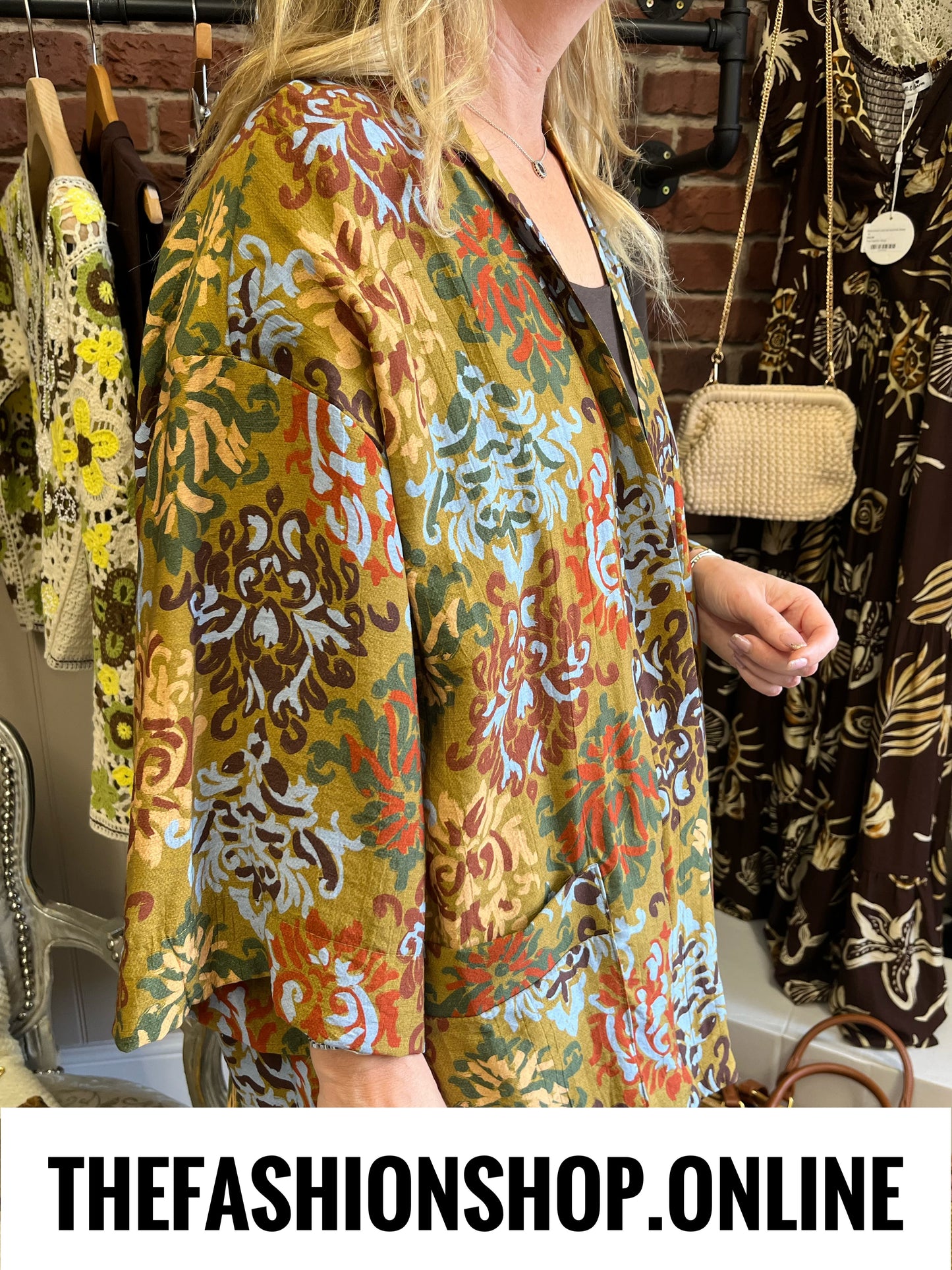 Mandy olive printed boho jacket 14-20