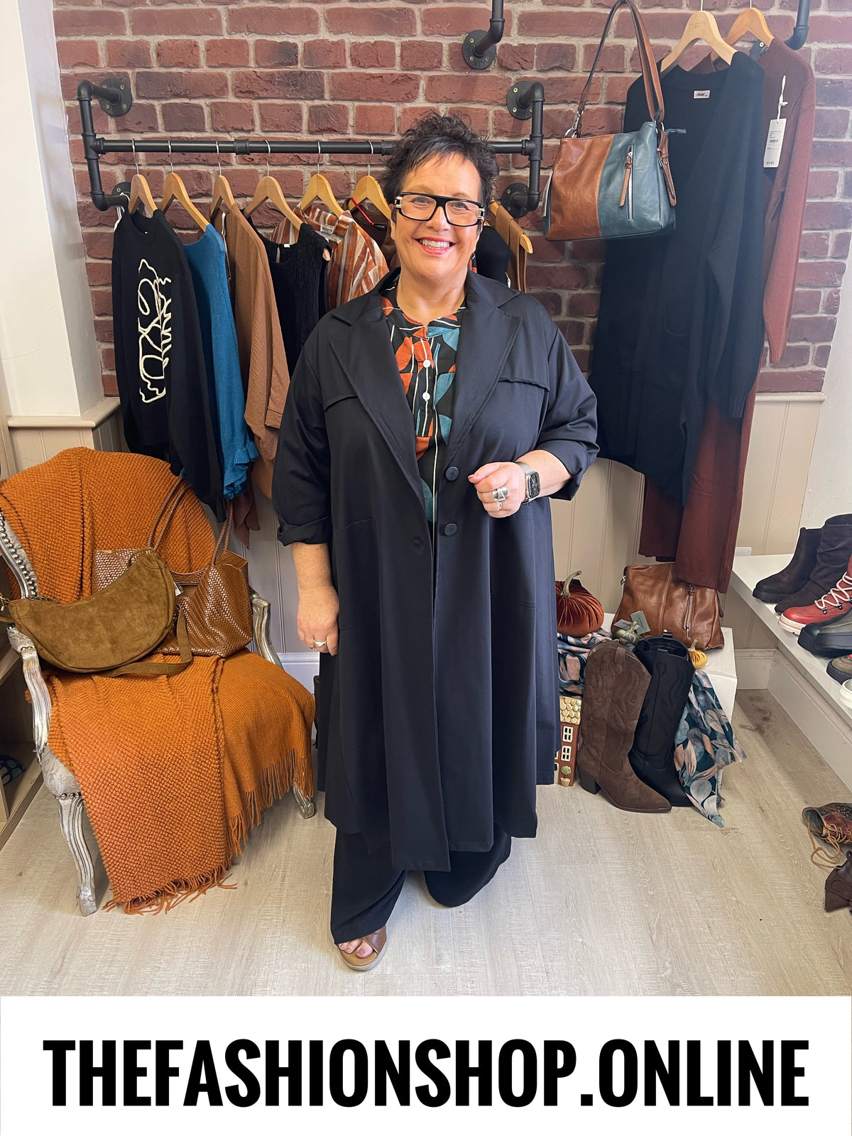 Trinny black relaxed trench coat 14-22