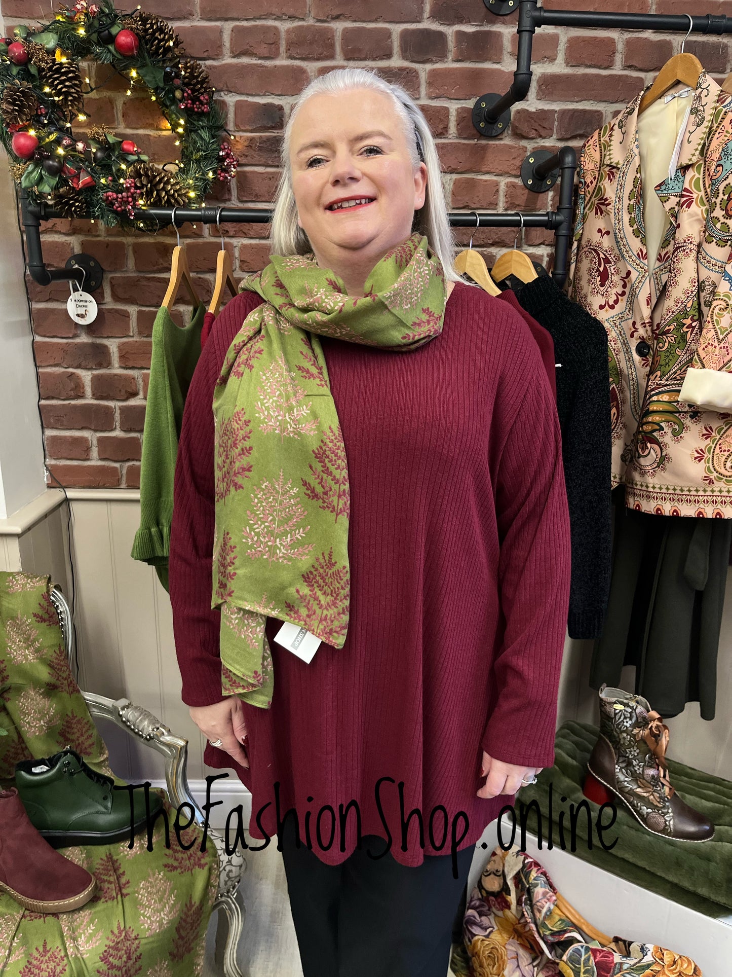 Autumn Branches in Olive Scarf