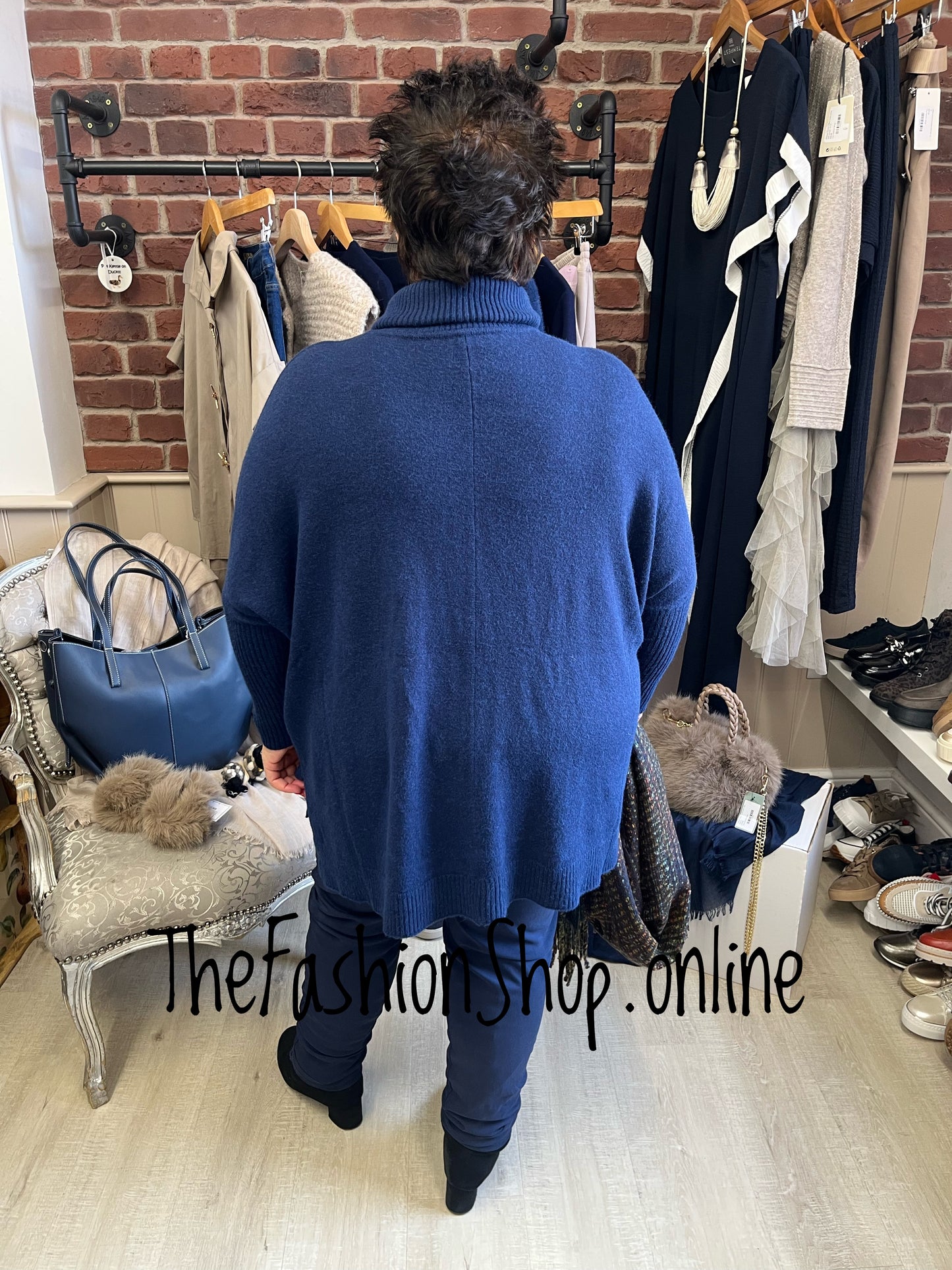 Amelia Navy cable knit polo jumper 12-22