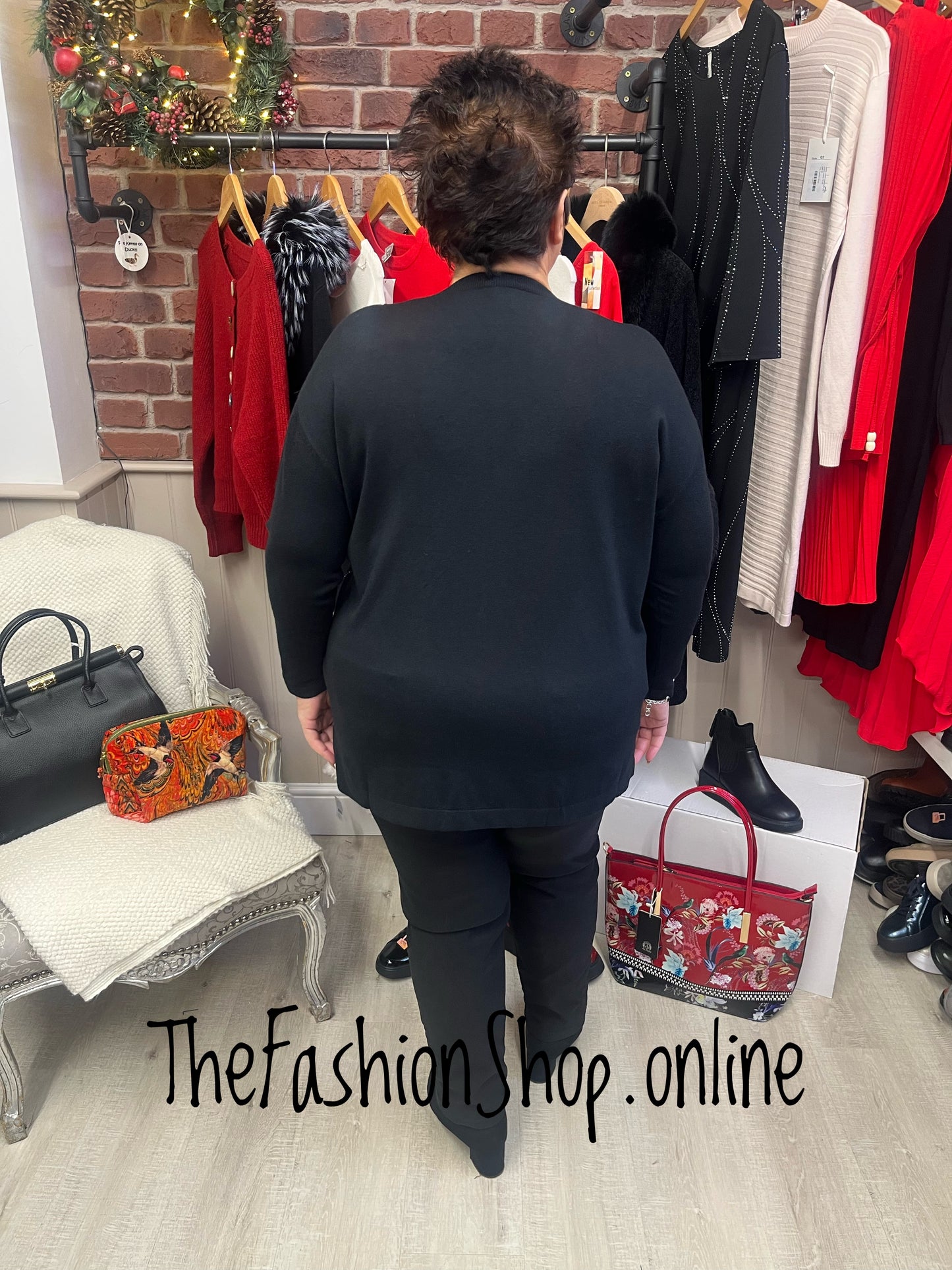 Melissa black embellished fine knit jumper 12-20