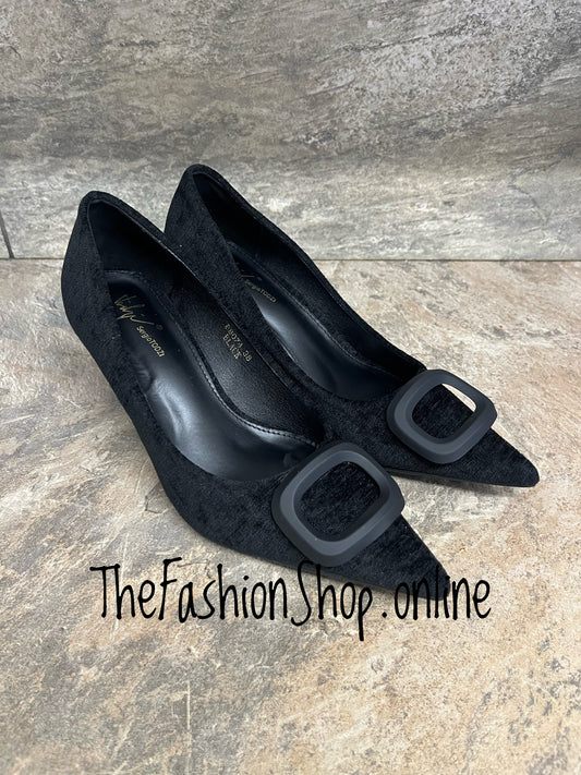 Keely black heeled buckle shoes sizes 3-8 (36-41)