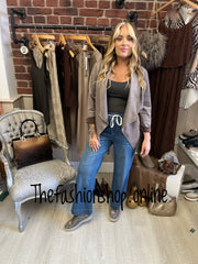 Rebecca mink faux suede waterfall jacket 8-14