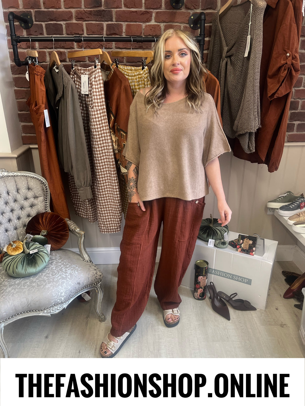 Ava camel knitted top 10-20