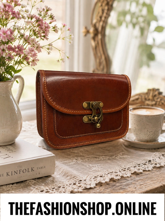 The Cavandish Brown Leather Shoulder Bag with Antique Bronze Hardware