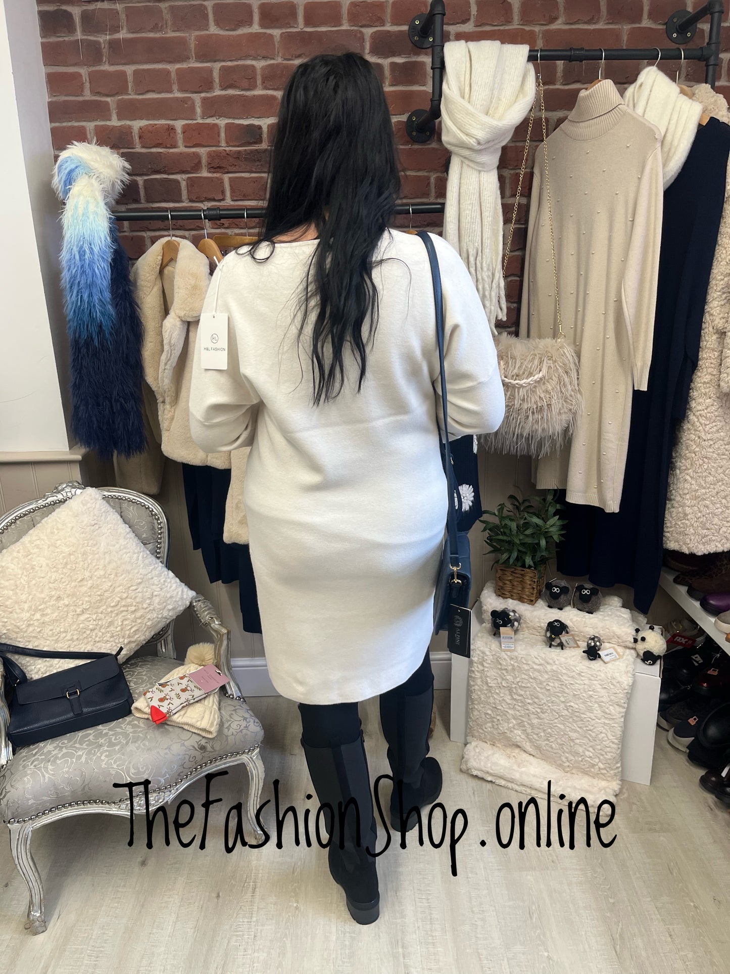 Sara cream cashmere mix jumper dress 12-16