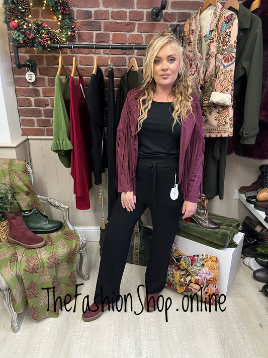 Millie black fine knit trousers 8-14