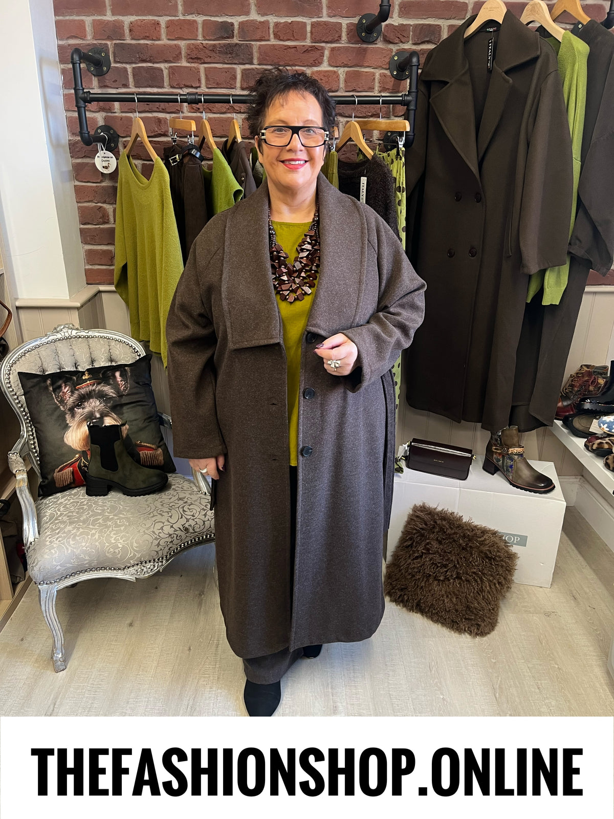 Teagan brown wide collar coat 16-22