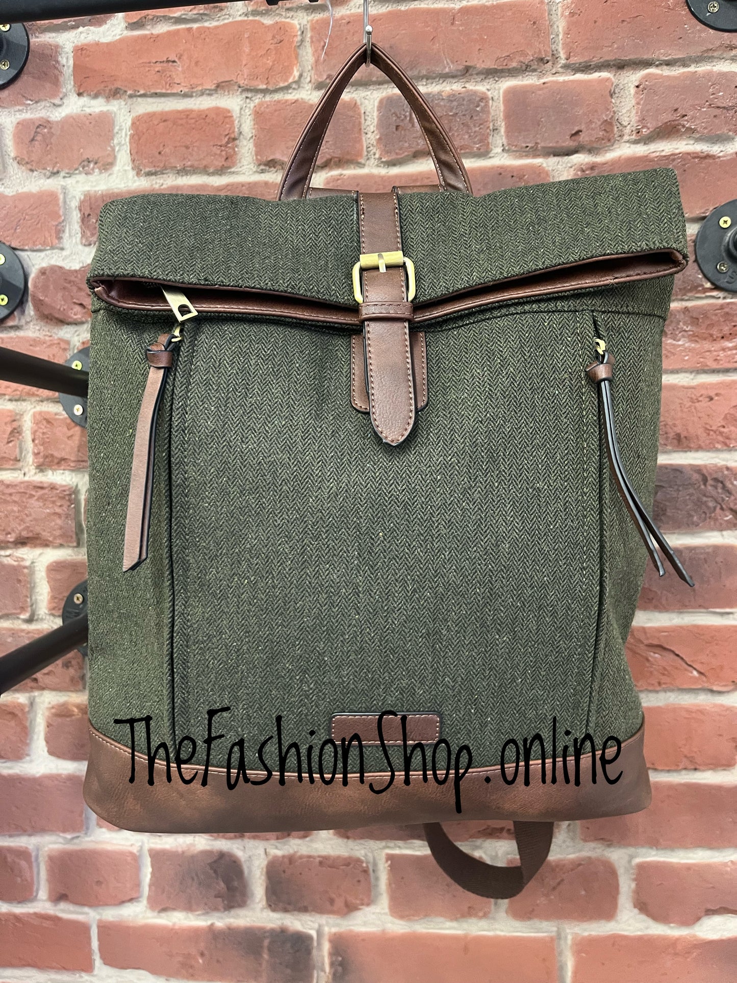 Luna khaki tweed satchel bag