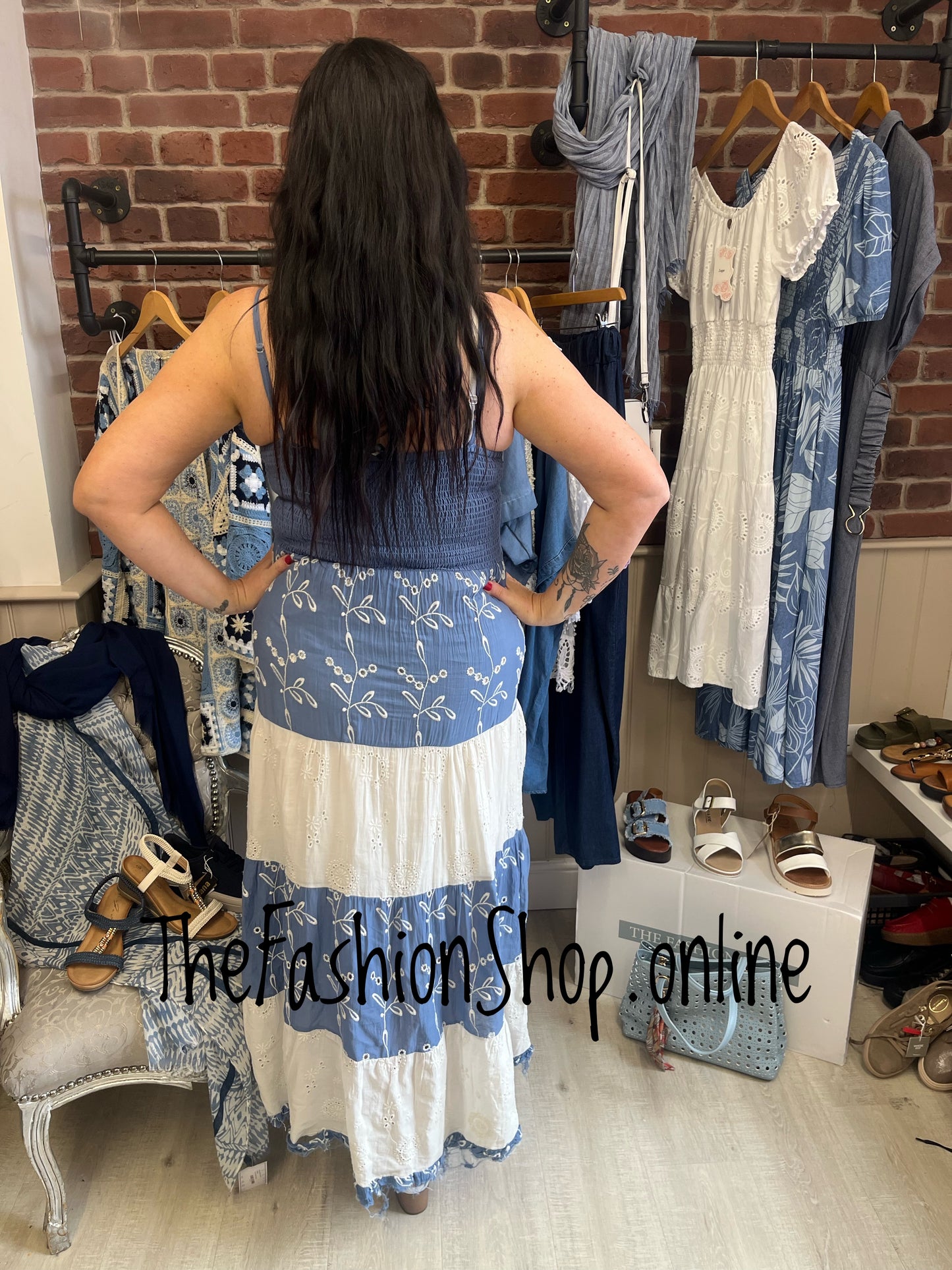 Embroidered tiered maxi dress sizes 10-16