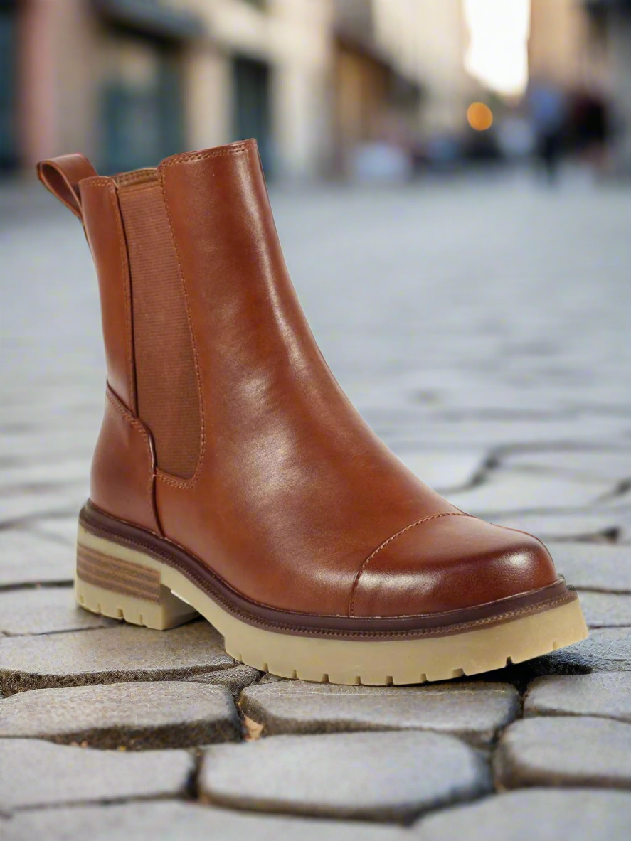 Lunar Culver tan ankle boot with zip sizes 4-8
