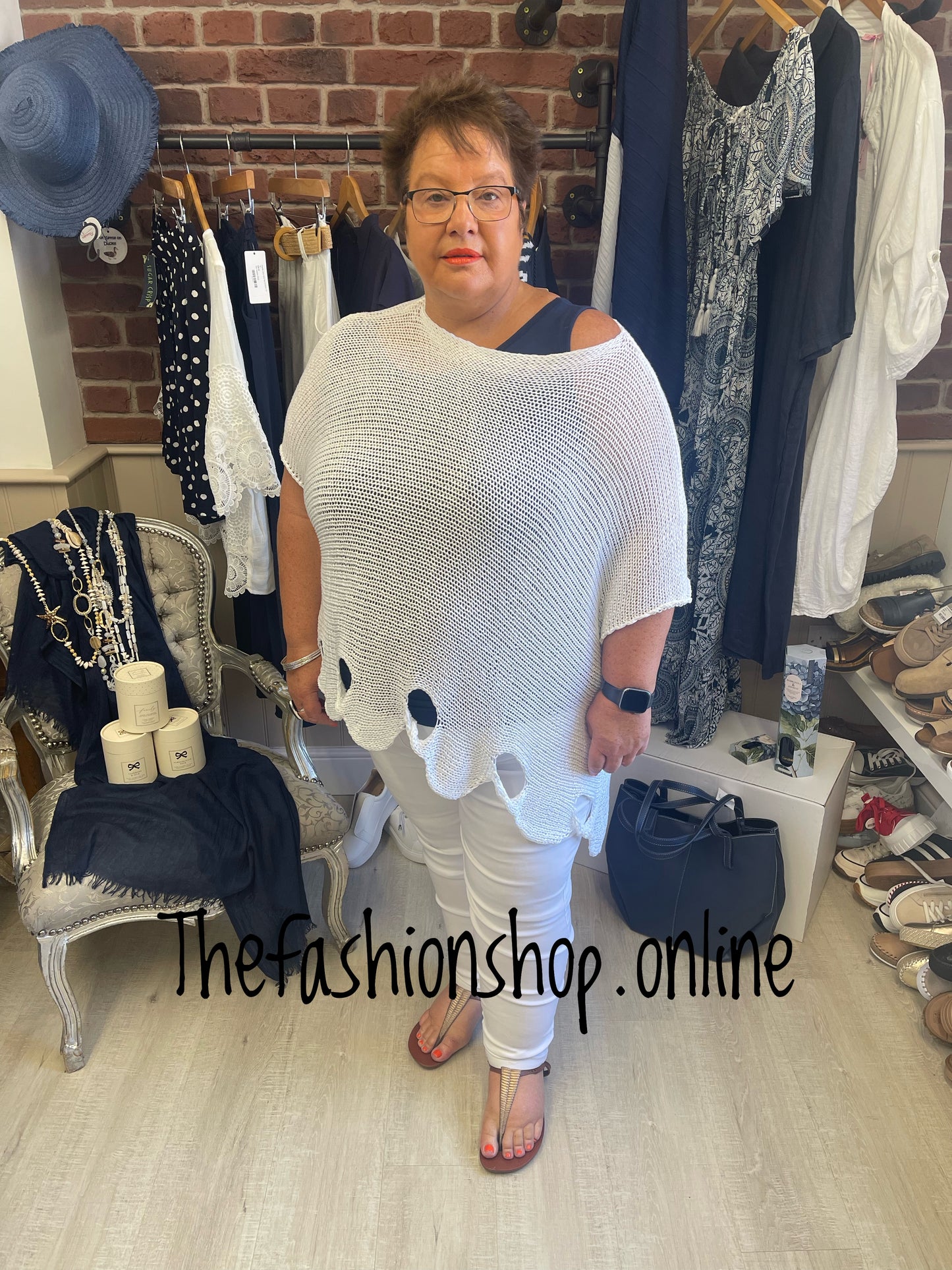 Ava white knitted top 14-22