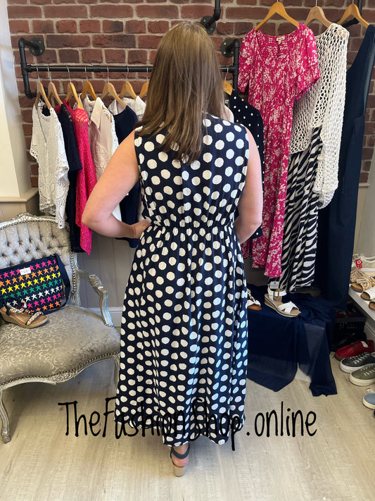 Maeve navy spotty dress 10-16