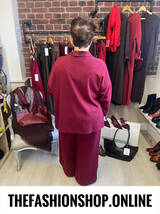 Ella wine button hem trousers 14-22
