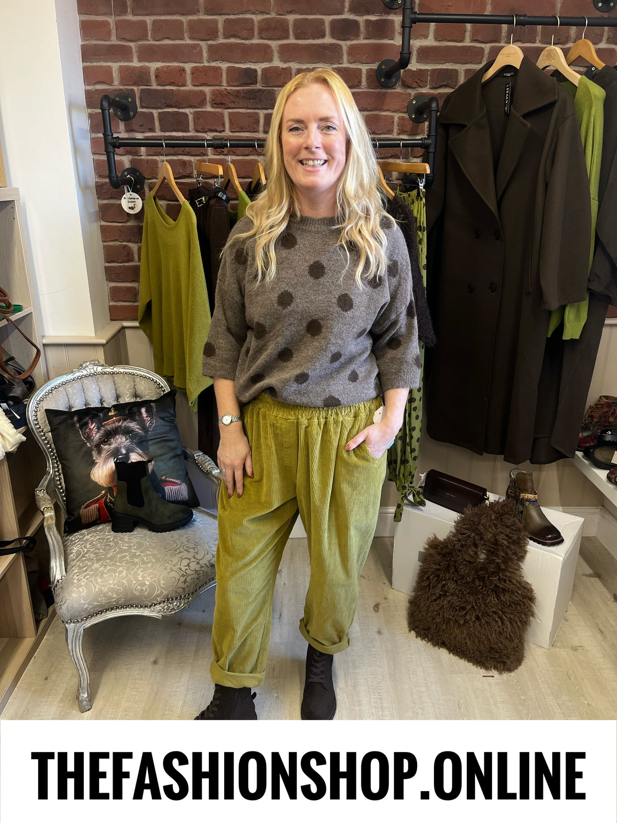 Maria olive jumbo cord trousers 12-20