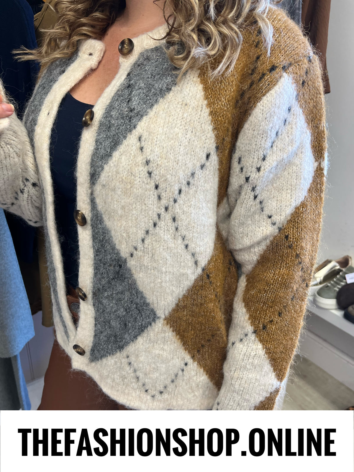 Melanie argyle wool mix cardigan 8-16