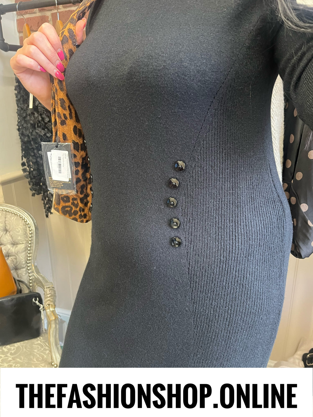 Olivia black cashmere mix jumper dress sizes 12-14 and 16-18