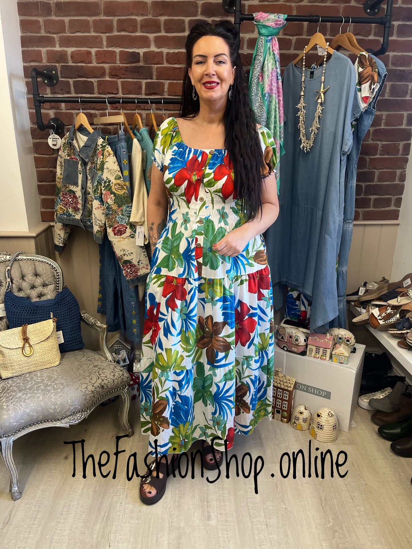 Lillie colourful floral print gypsy maxi dress 8-18