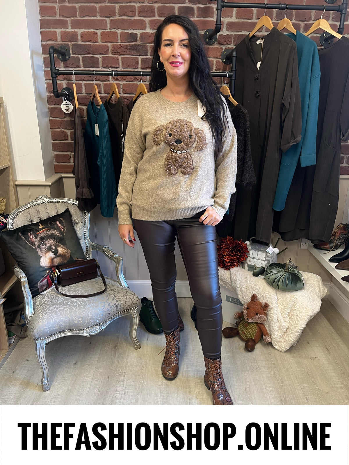Lottie beige wool mix dog jumper 10-18