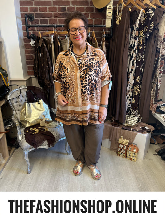 Miranda camel animal print shirt 16-22