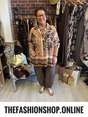 Miranda camel animal print shirt 16-22