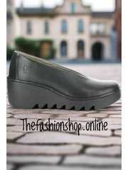 Fly of London Beso Dublin black leather wedge shoes sizes 4-8