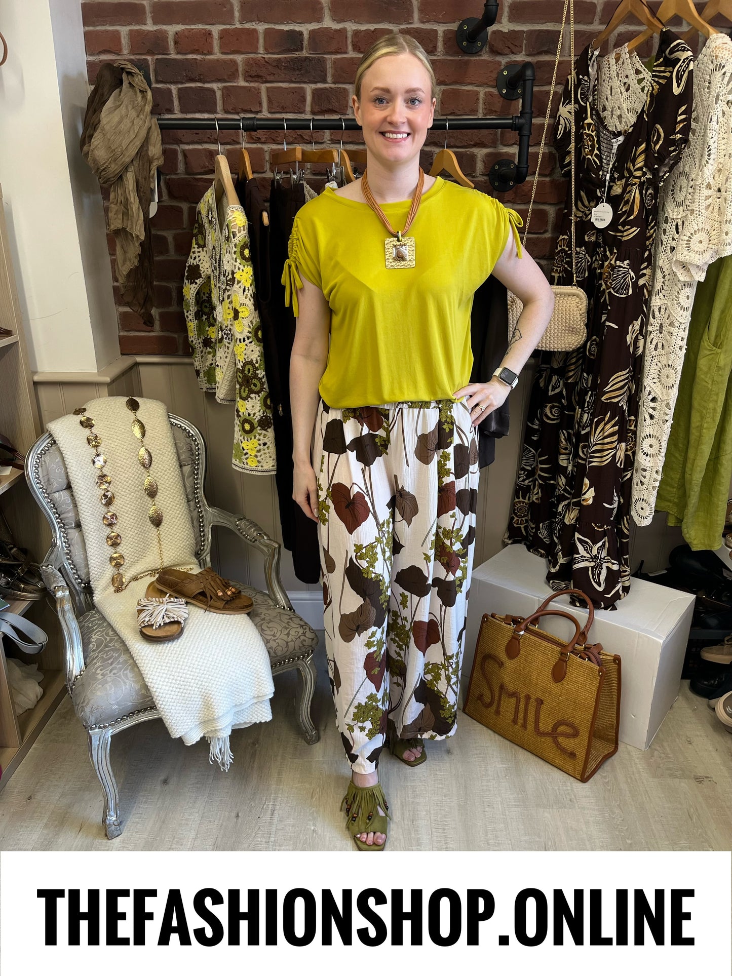 Aria olive and brown wide leg trousers 10-16
