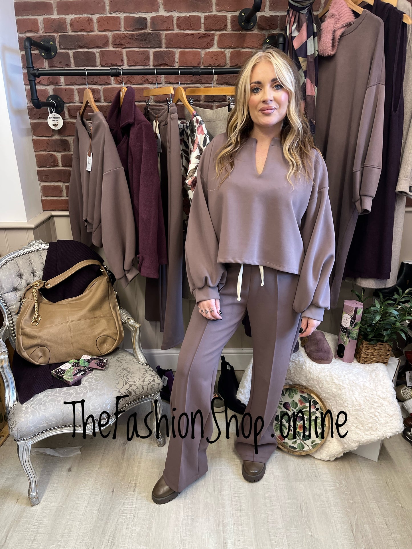 Zena Mink Notch Neck Sweatshirt 8-14