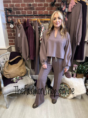 Zena Mink Notch Neck Sweatshirt 8-14