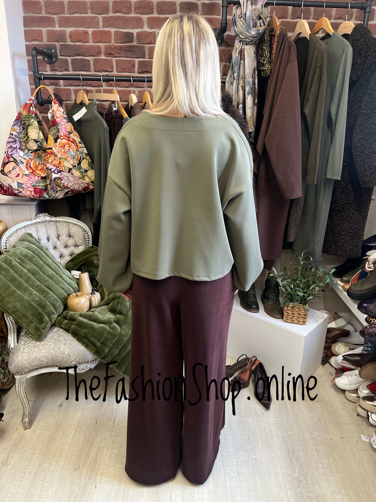 Zena Khaki Notch Neck Sweatshirt 8-14
