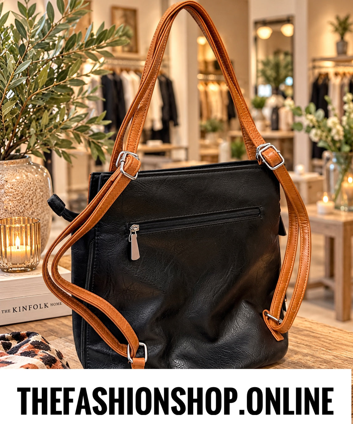 The Milano Multi Way Bag in Tan and Black