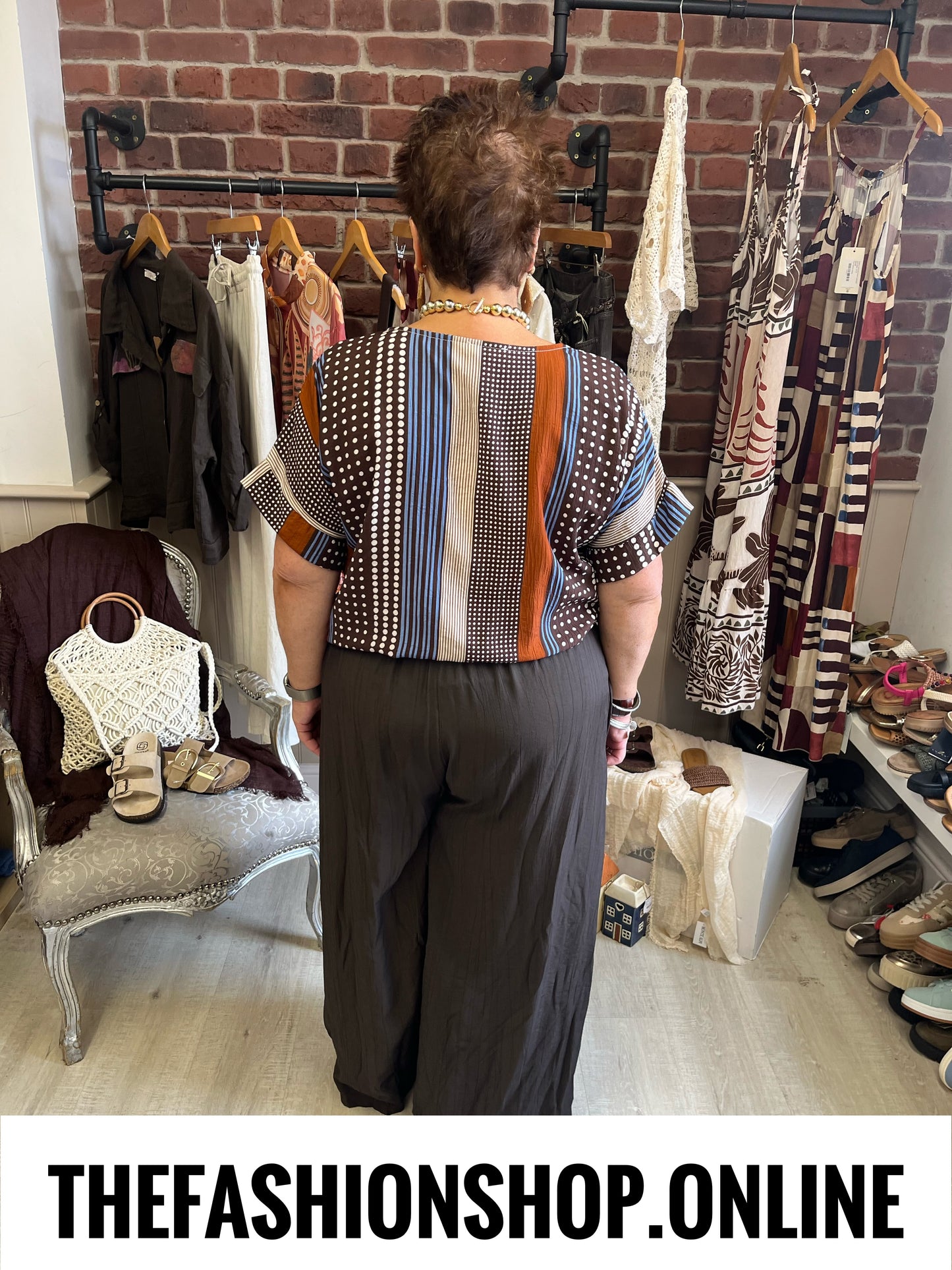 Ellie spot top with side tie detail 14-18