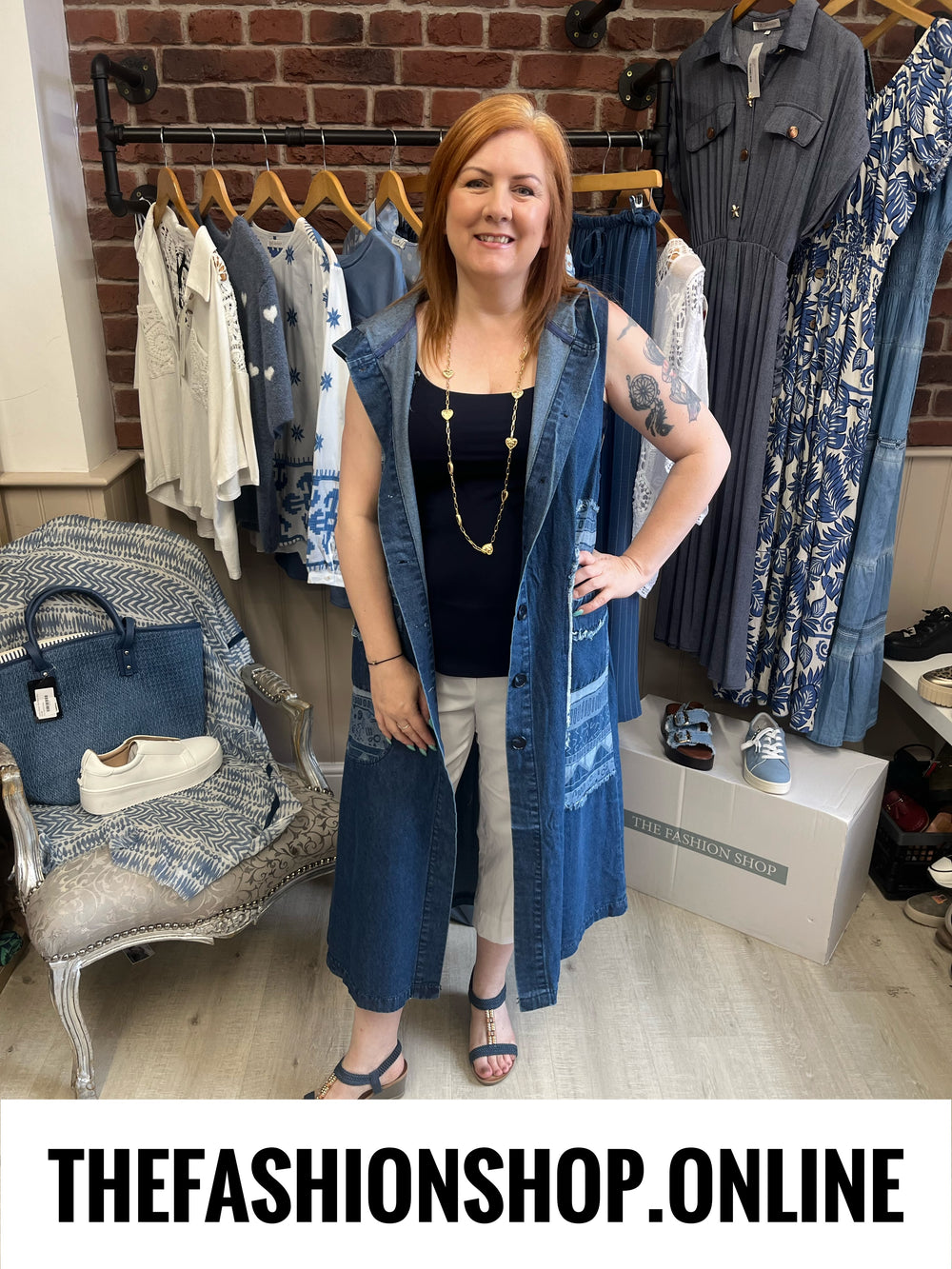 Fly Out denim sleeveless jacket / dress 10-16