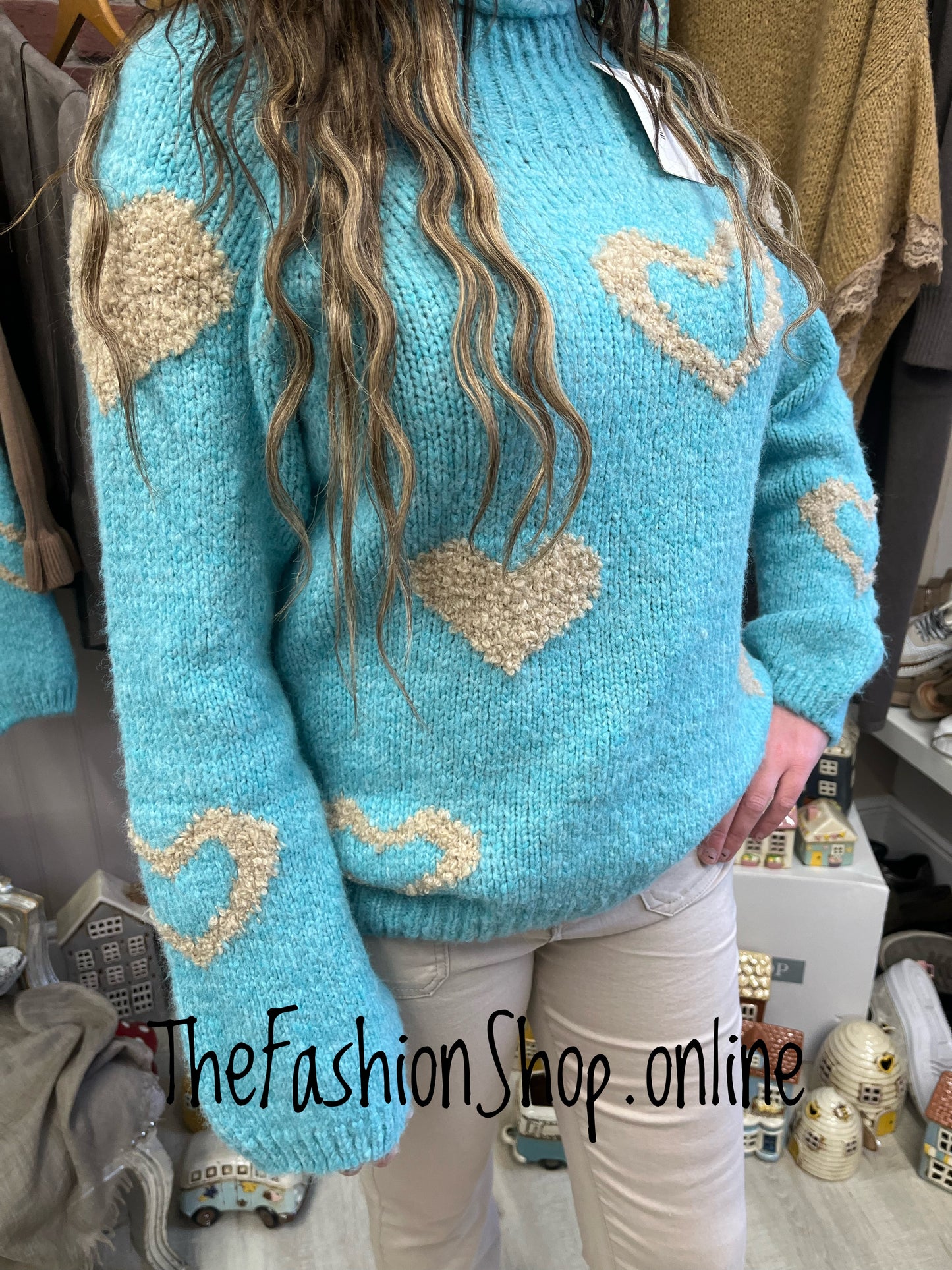 Kendra jade wool mix heart jumper 10-16