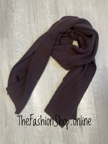 Milan Brown Ribbed Scarf