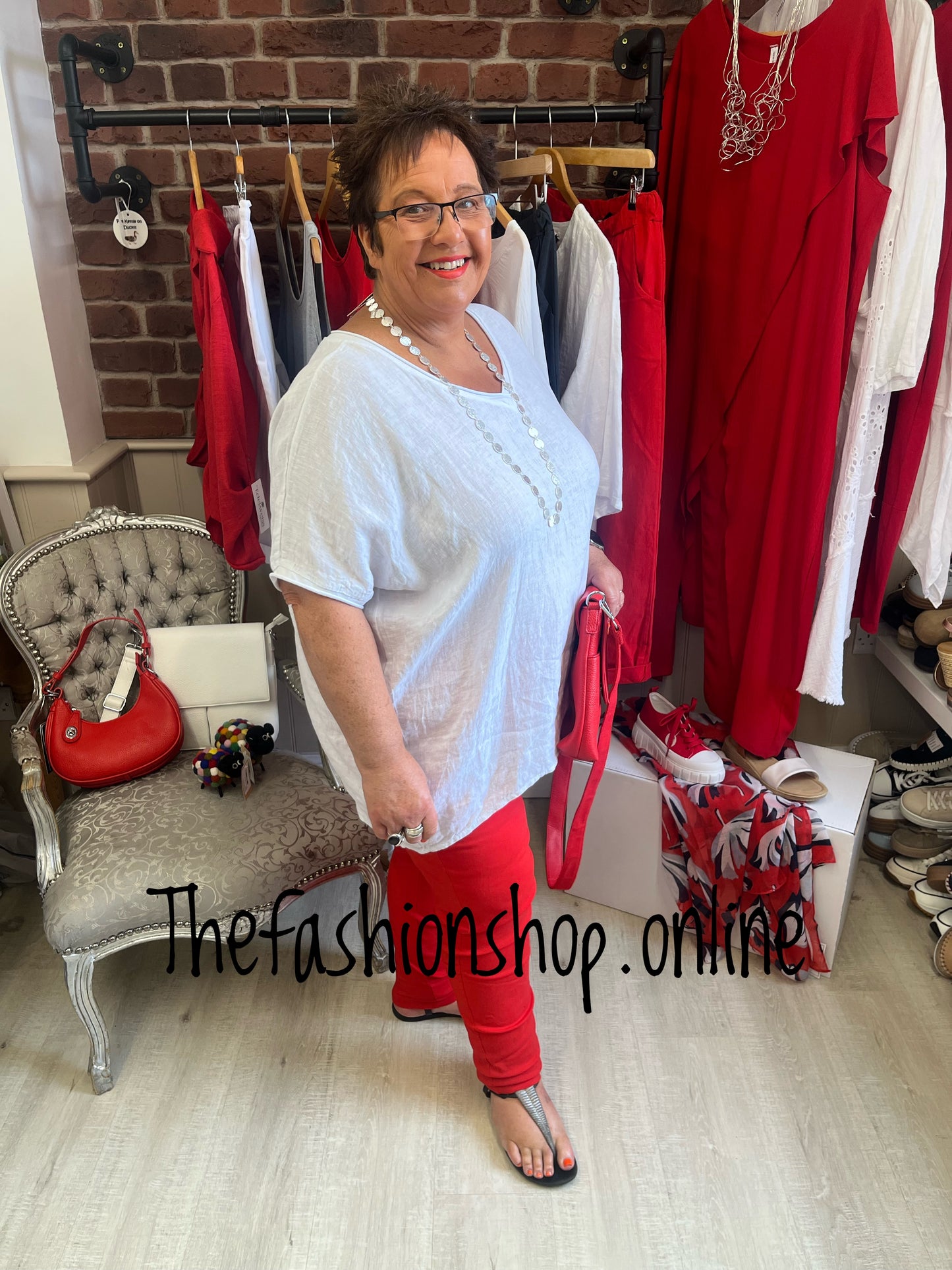 Kali white high low linen top 16-22