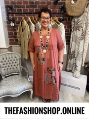 Nadia antique rose linen mix dress 14-20