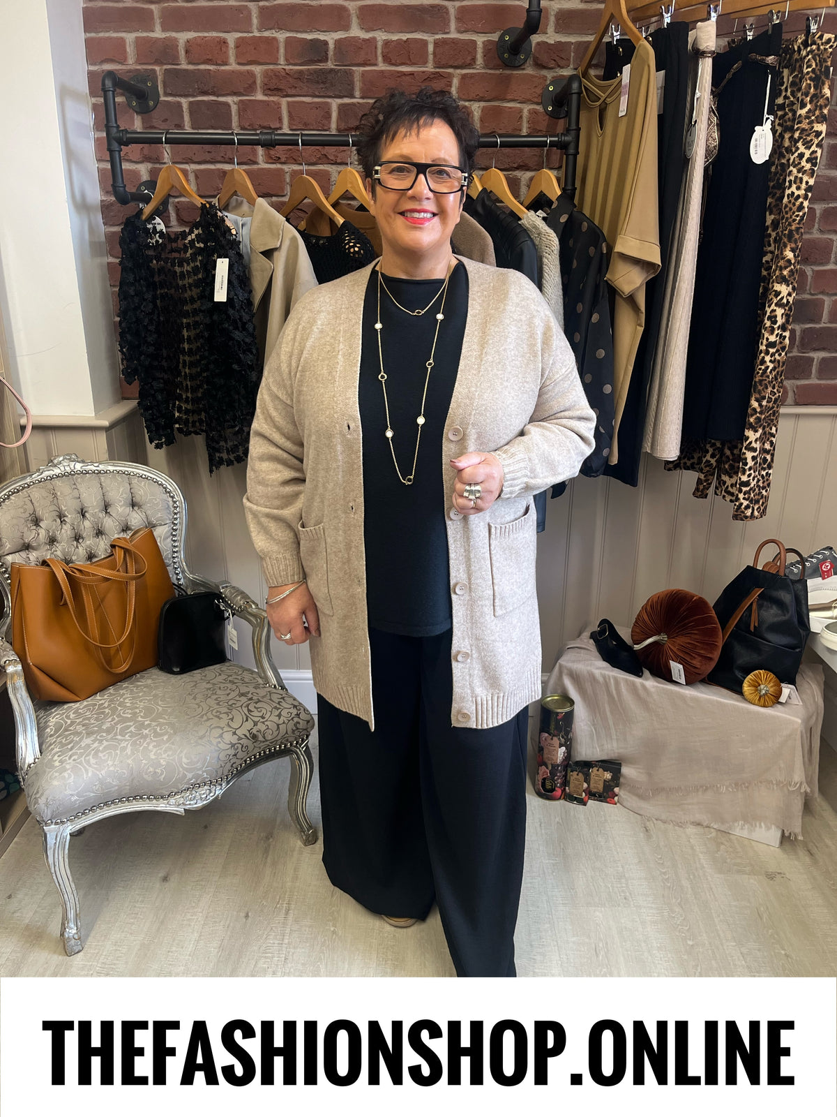 Esther beige longline cardigan 14-20