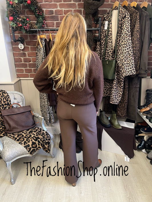 Imogen brown wool mix feather jumper 8-16