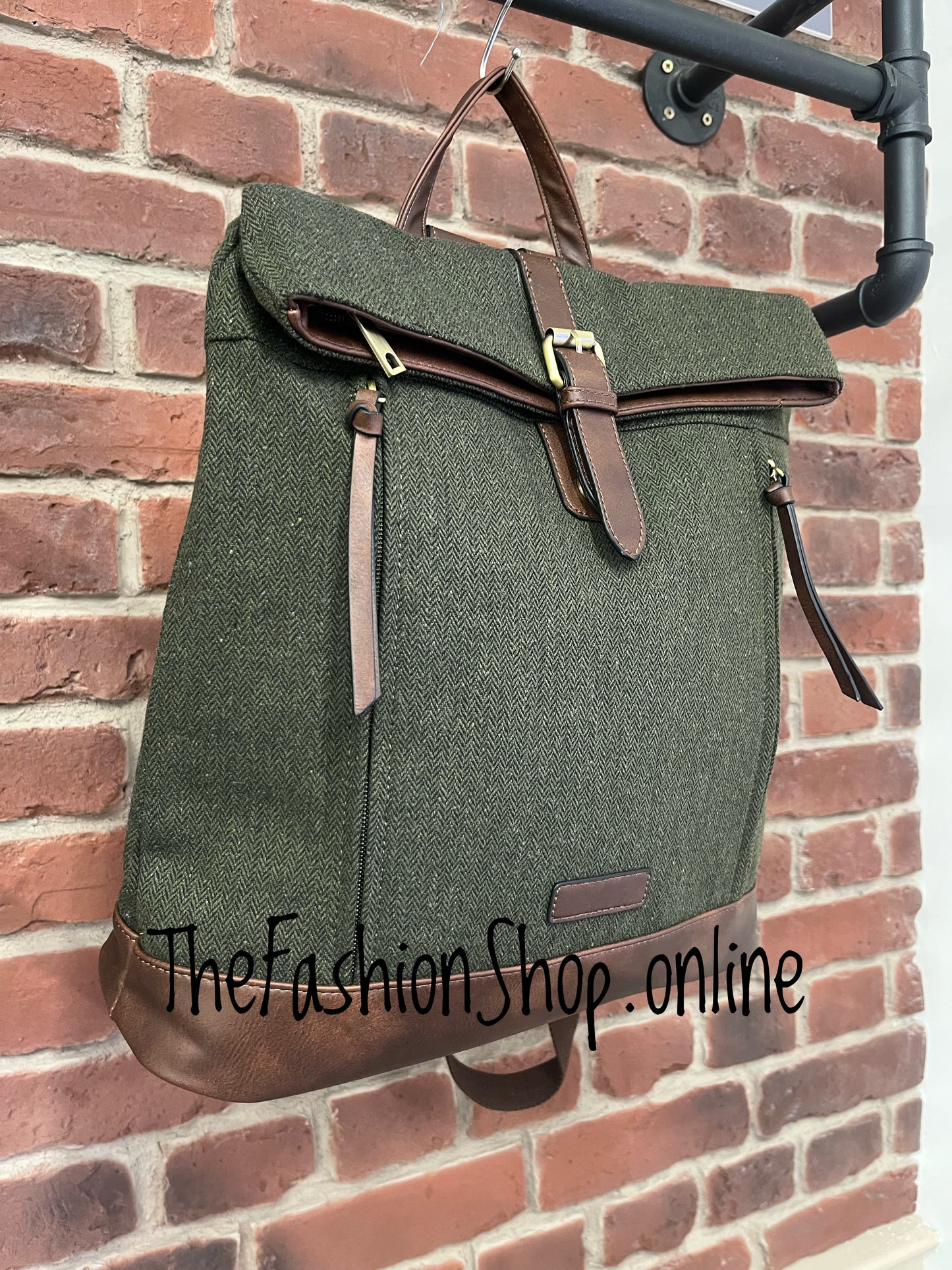 Luna khaki tweed satchel bag