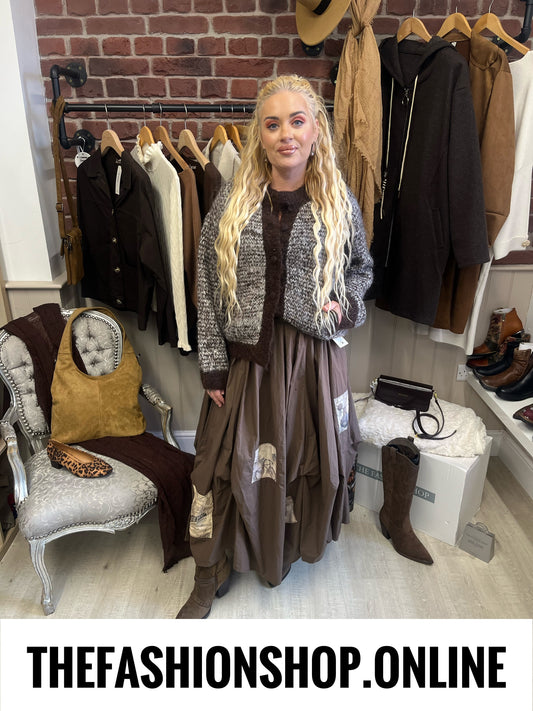 Bonnie brown marled wool mix chunky cardigan 10-18
