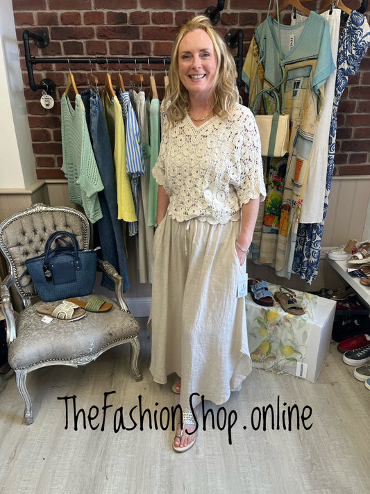 Harper beige linen funky trousers 8-16