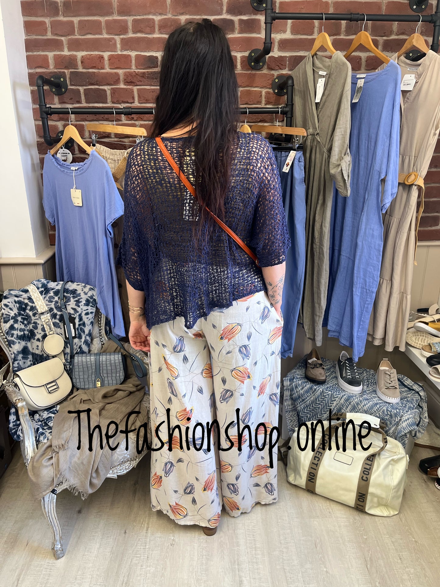 Polly beige linen mix wide leg trousers 10-16