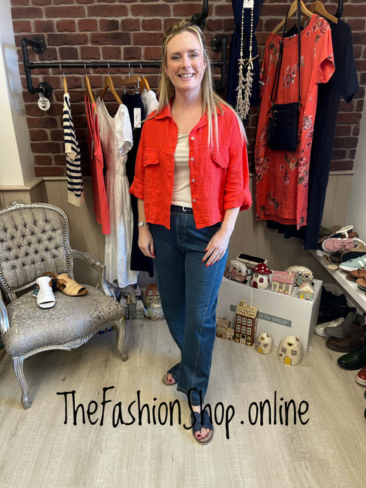 Selena coral linen jacket 8-16