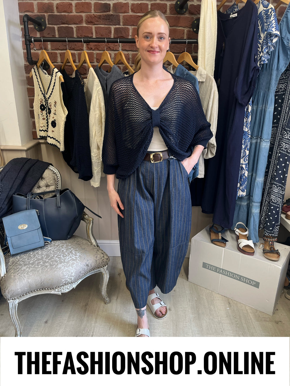 Nina navy three way knitted top 8-18