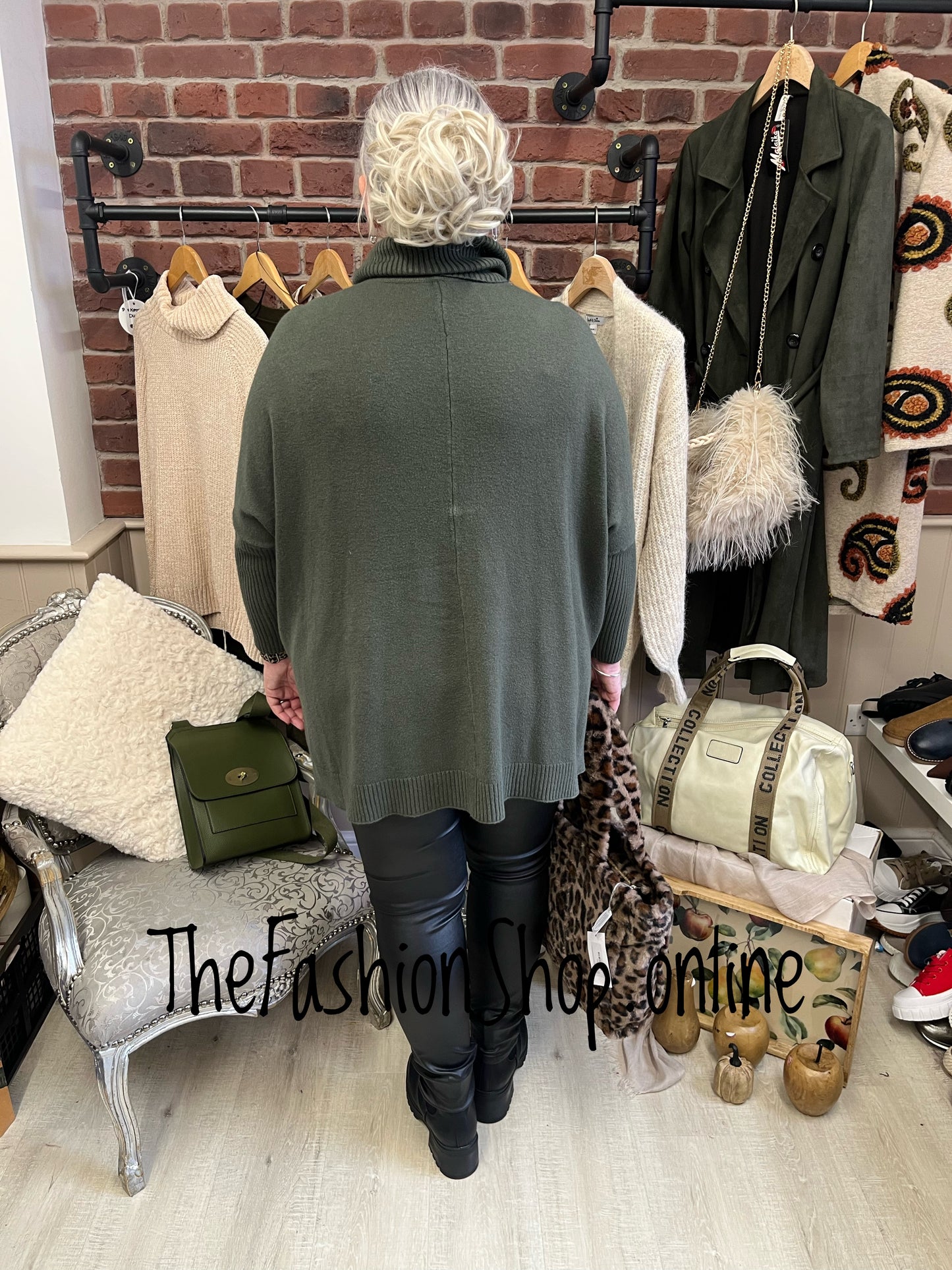 Amelia Khaki Cable knit polo jumper 12-22