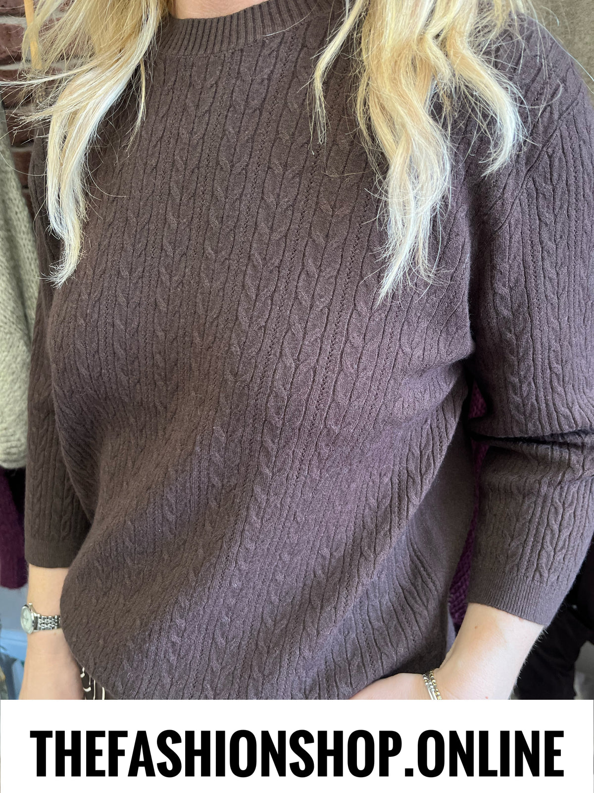 Lois brown cable knit fine jumper 10-16