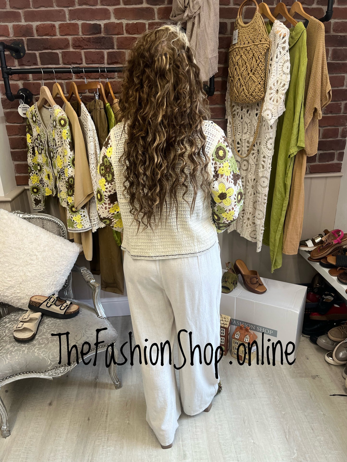 Maddy yellow and green embellished crochet cardigan 8-10 and 12-14