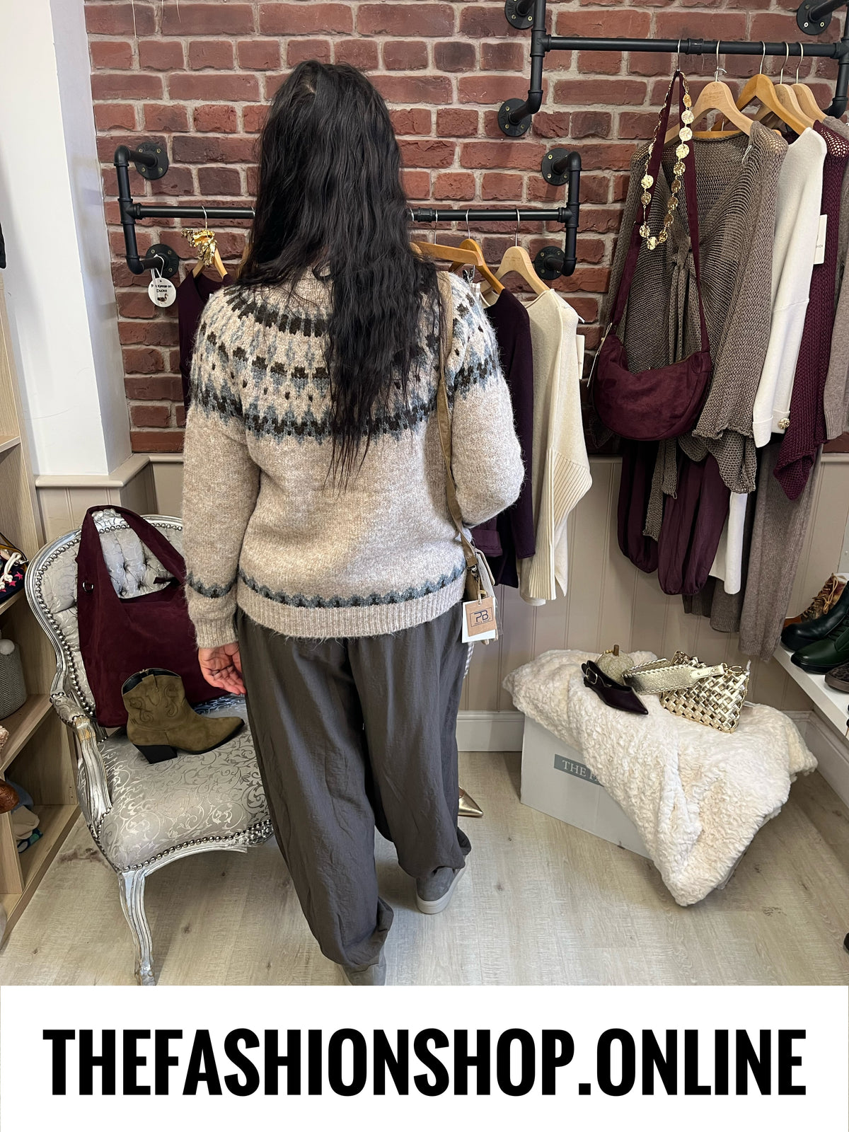 Zelda mocha Fair Isle jumper 10-18