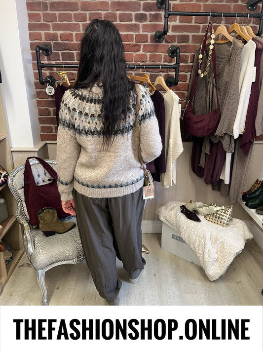 Zelda mocha Fair Isle jumper 10-18